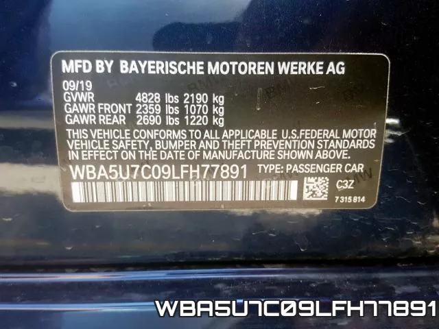 WBA5U7C09LFH77891 фото 2