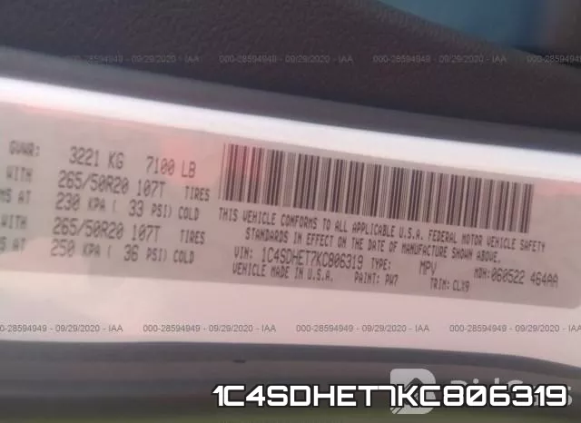1C4SDHET7KC806319 фото 10