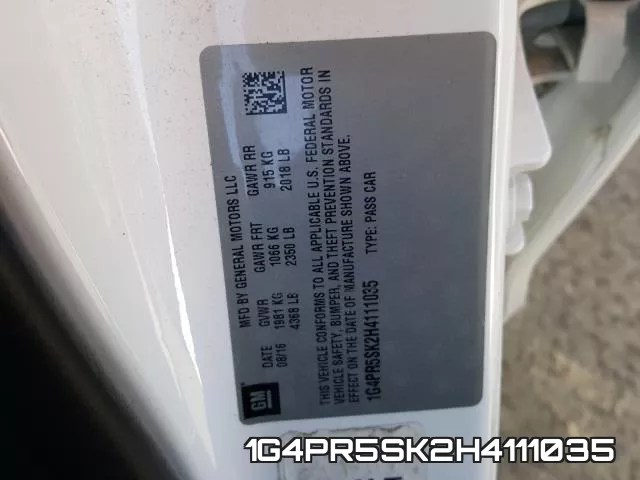 1G4PR5SK2H4111035 фото 2