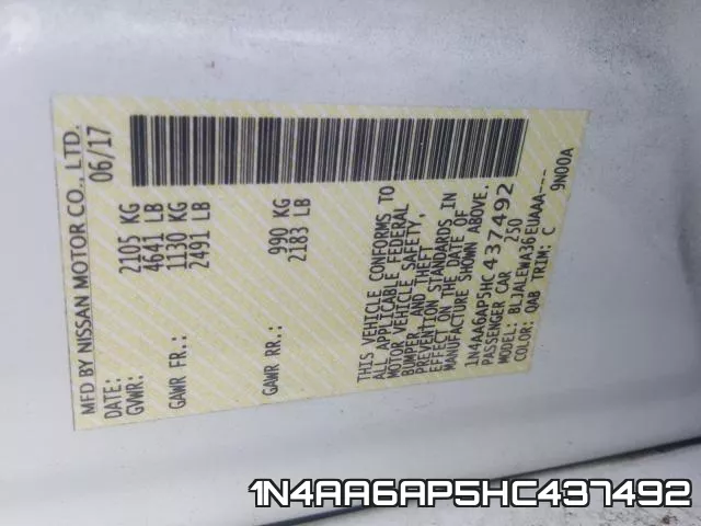 1N4AA6AP5HC437492 фото 2