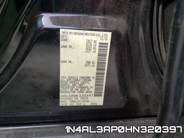 1N4AL3AP0HN320397 фото 2