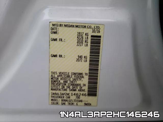 1N4AL3AP2HC146246 фото 2