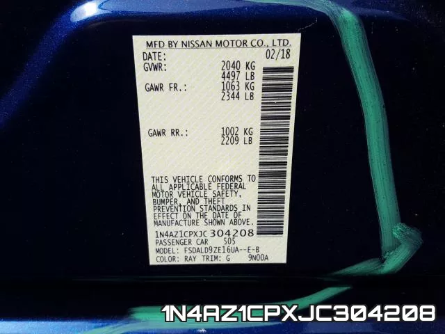 1N4AZ1CPXJC304208 фото 2