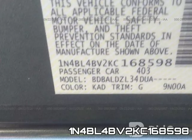 1N4BL4BV2KC168598 фото 10