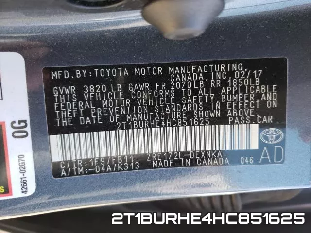 2T1BURHE4HC851625 фото 2