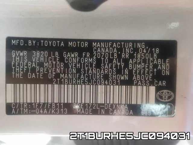 2T1BURHE5JC094031 фото 2