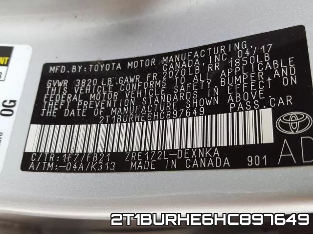 2T1BURHE6HC897649 фото 2