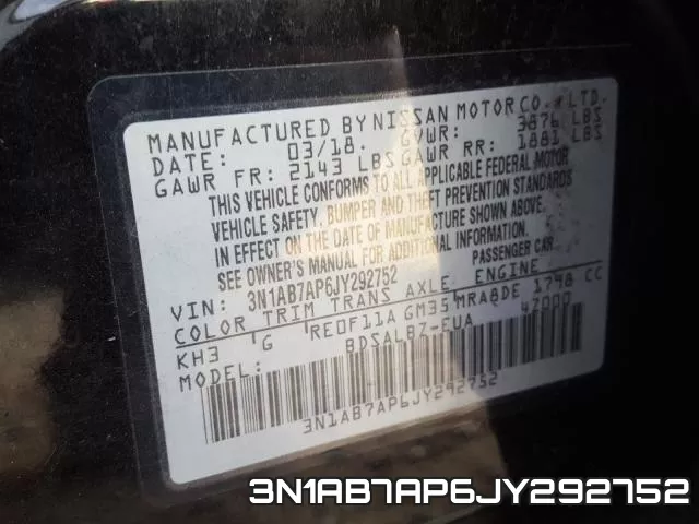 3N1AB7AP6JY292752 фото 2