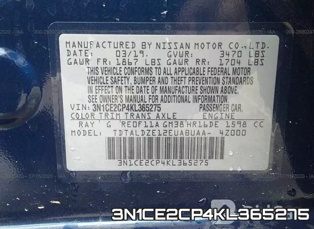 3N1CE2CP4KL365275 фото 10