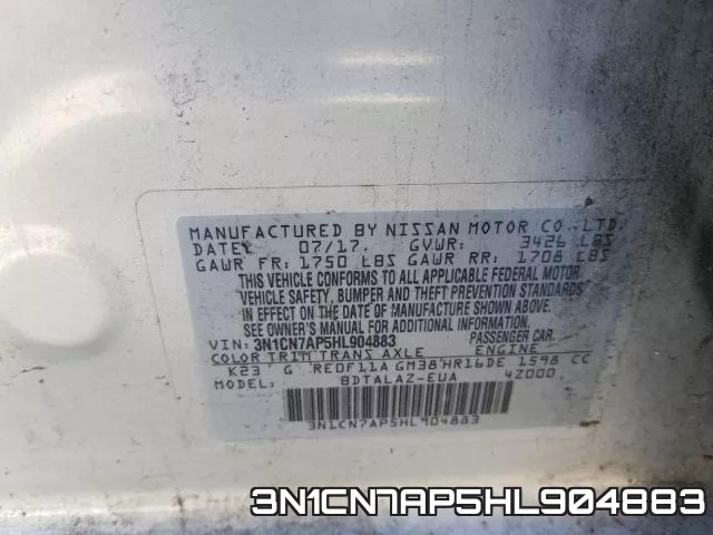 3N1CN7AP5HL904883 фото 2