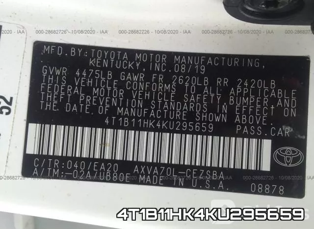4T1B11HK4KU295659 фото 10