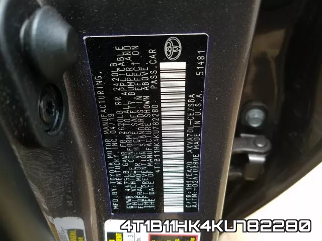 4T1B11HK4KU782280 фото 2