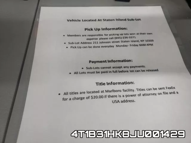 4T1B31HK8JU001429 фото 10