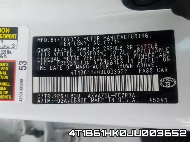 4T1B61HK0JU003652 фото 2