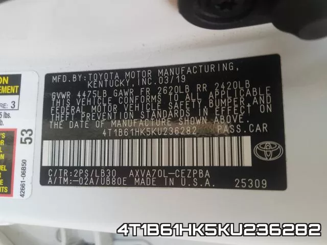 4T1B61HK5KU236282 фото 2