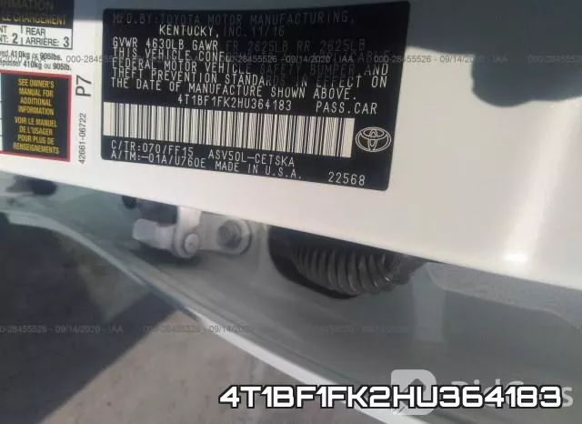 4T1BF1FK2HU364183 фото 10