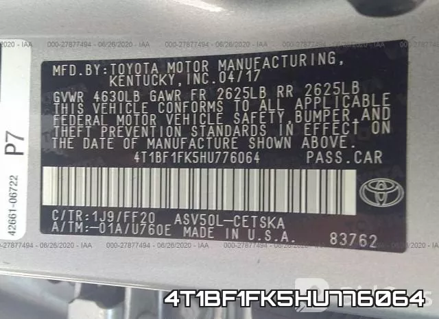 4T1BF1FK5HU776064 фото 10