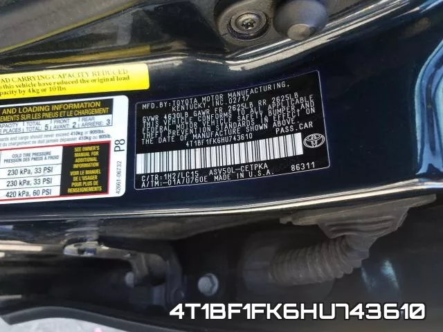 4T1BF1FK6HU743610 фото 2