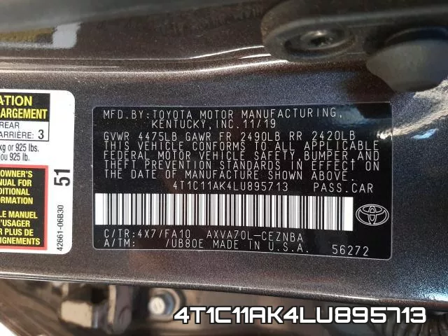 4T1C11AK4LU895713 фото 2