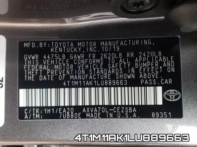 4T1M11AK1LU889663 фото 2
