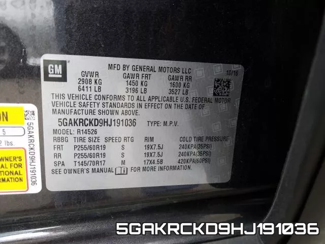5GAKRCKD9HJ191036 фото 2
