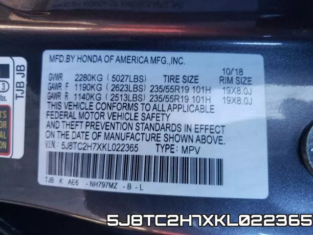 5J8TC2H7XKL022365 фото 2