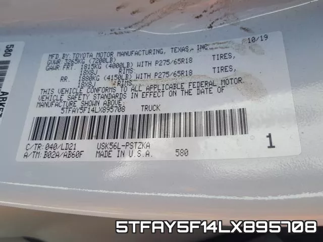 5TFAY5F14LX895708 фото 2