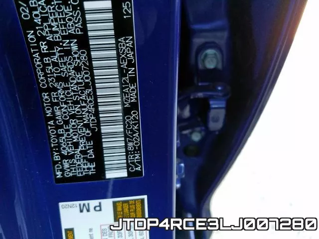 JTDP4RCE3LJ007280 фото 2