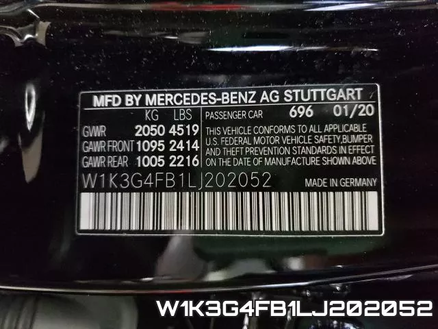 W1K3G4FB1LJ202052 фото 2