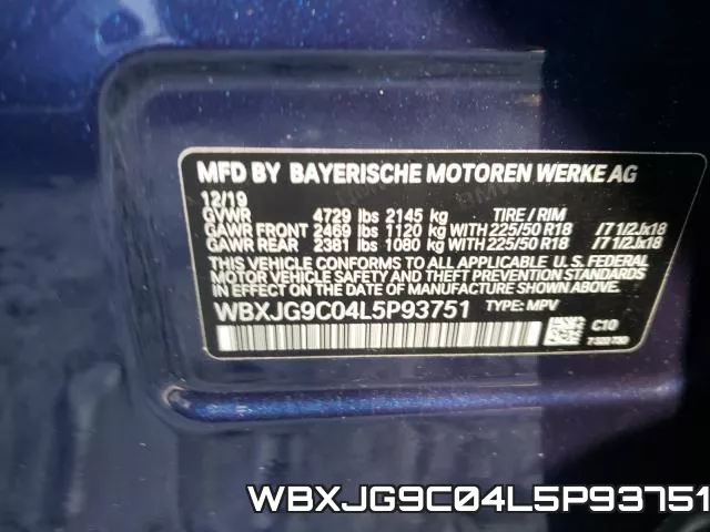 WBXJG9C04L5P93751 фото 2