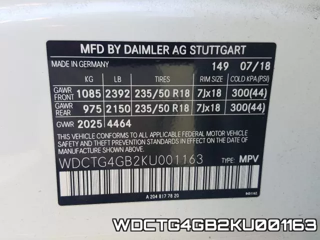 WDCTG4GB2KU001163 фото 2