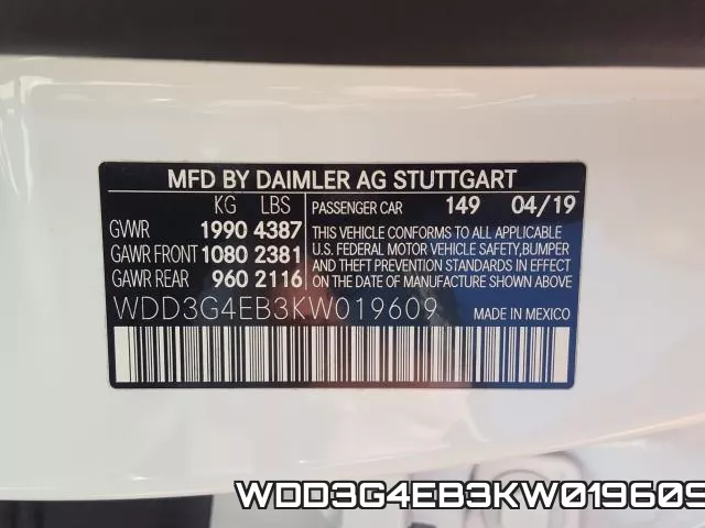 WDD3G4EB3KW019609 фото 2