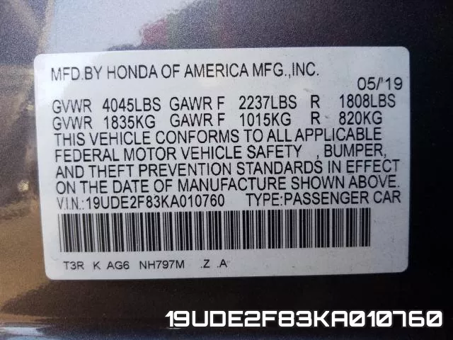 19UDE2F83KA010760 фото 2