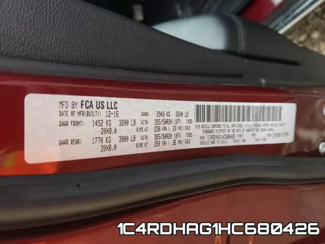 1C4RDHAG1HC680426 фото 2