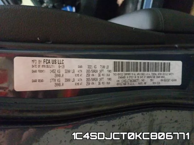 1C4SDJCT0KC806771 фото 2