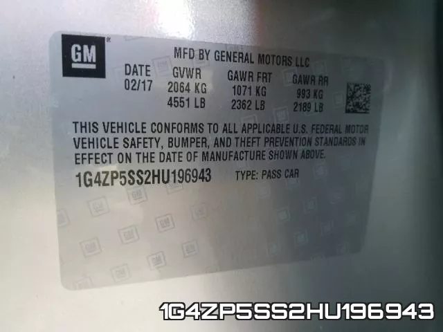 1G4ZP5SS2HU196943 фото 2
