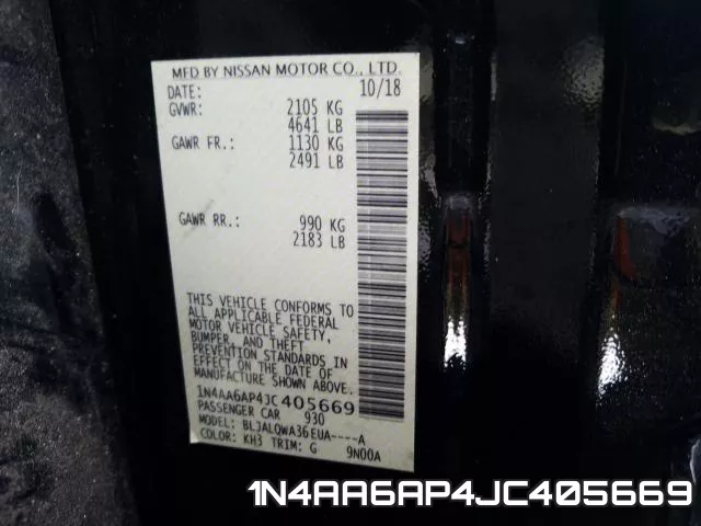 1N4AA6AP4JC405669 фото 2