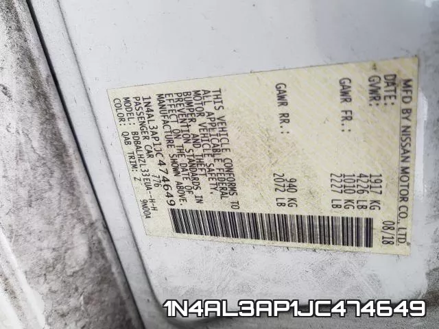 1N4AL3AP1JC474649 фото 2