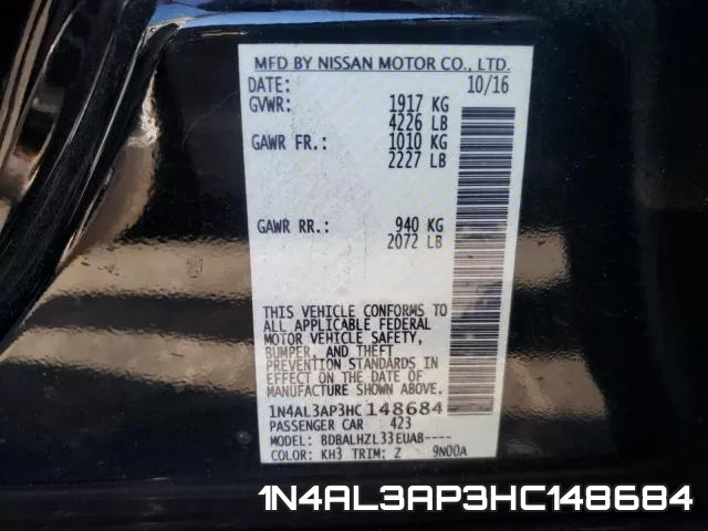 1N4AL3AP3HC148684 фото 2