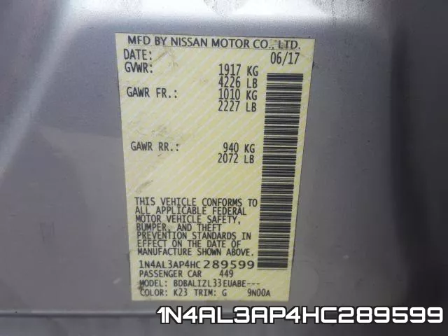 1N4AL3AP4HC289599 фото 2