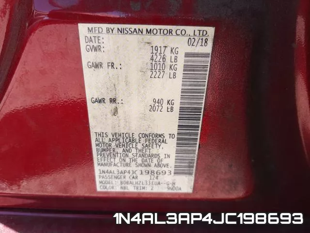 1N4AL3AP4JC198693 фото 2
