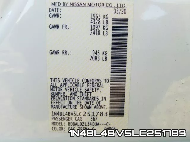 1N4BL4BV5LC251783 фото 2