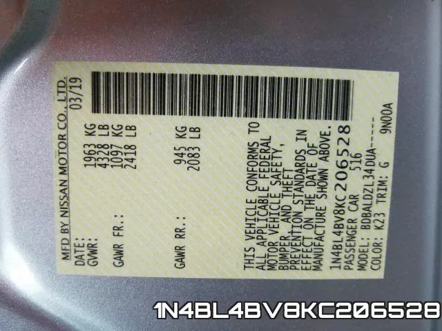 1N4BL4BV8KC206528 фото 2