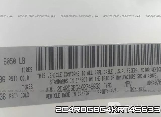 2C4RDGBG4KR745633 фото 9