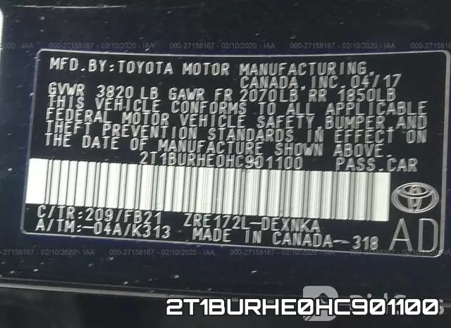 2T1BURHE0HC901100 фото 10