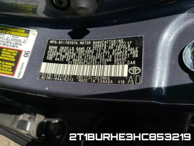 2T1BURHE3HC853219 фото 2