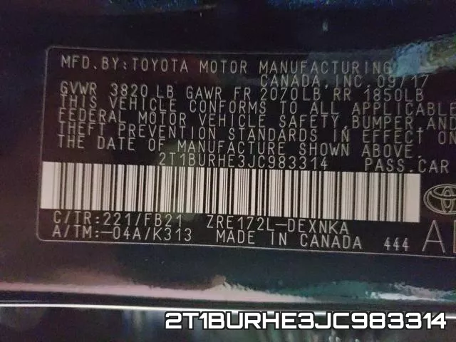 2T1BURHE3JC983314 фото 2