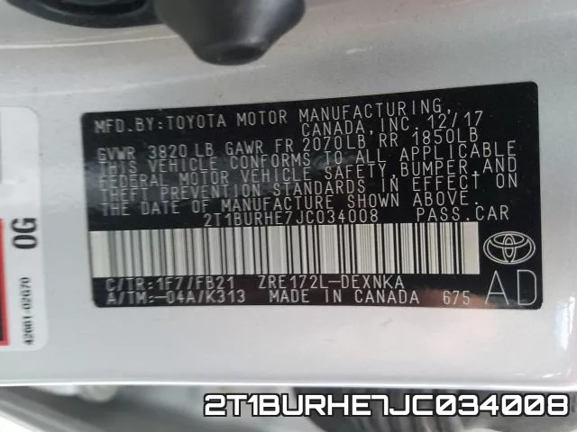 2T1BURHE7JC034008 фото 2