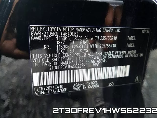 2T3DFREV1HW562232 фото 2
