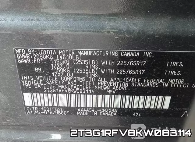 2T3G1RFV8KW083114 фото 10